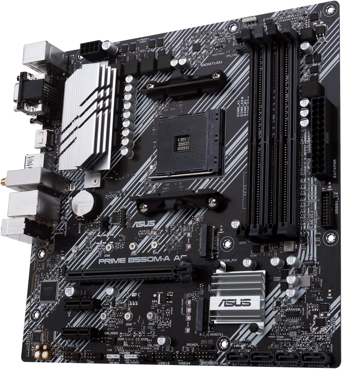 Detalle de ASUS Prime B550M-A AC AMD AM4 microATX Motherboard (PCIe 4.0, WiFi, 1Gb LAN, HDMI 2.1)