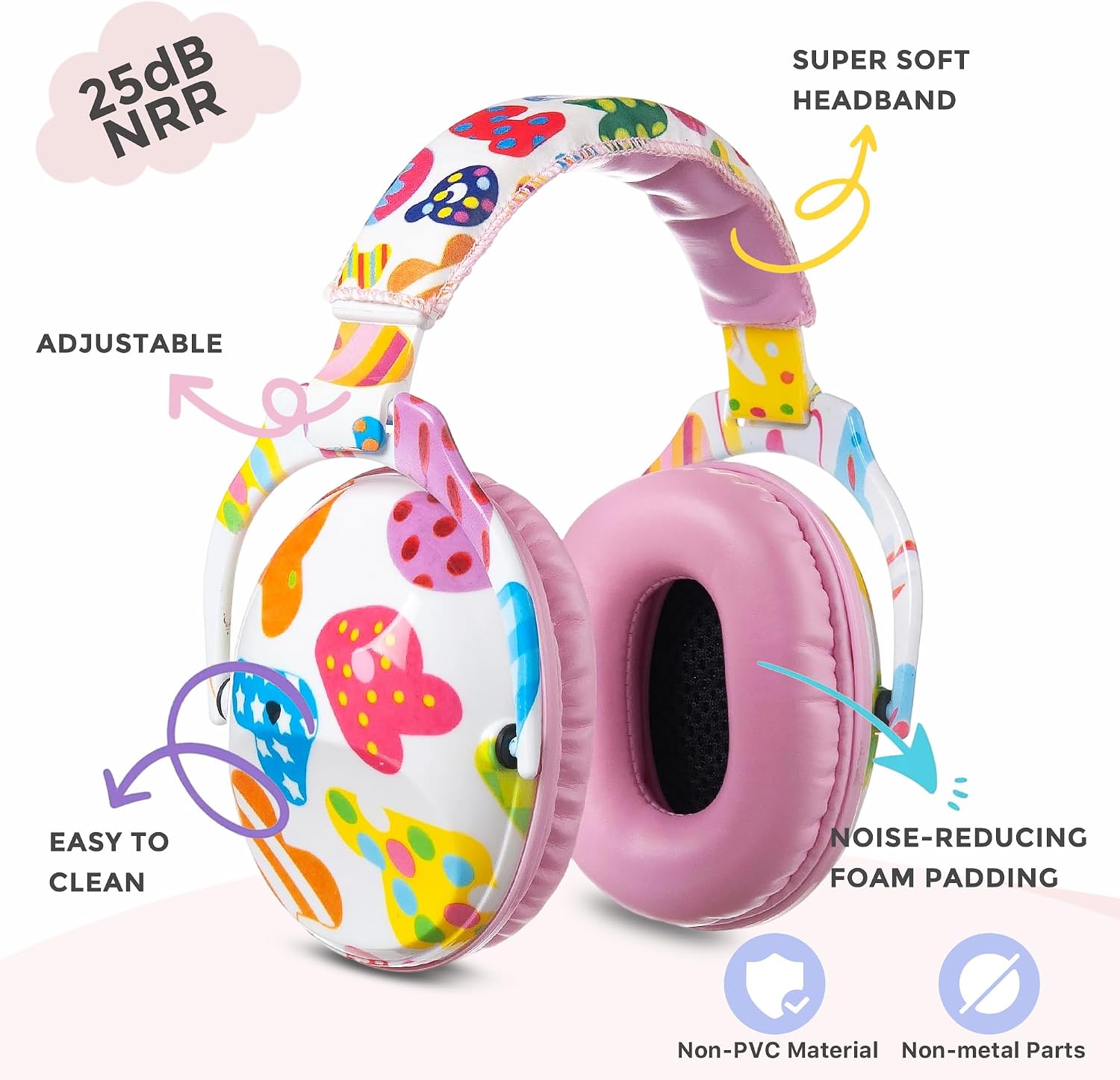 Detalle de PROTEAR Kids Ear Defenders: Hearing Protection for Toddlers, Kids and Teens (Pink Band)