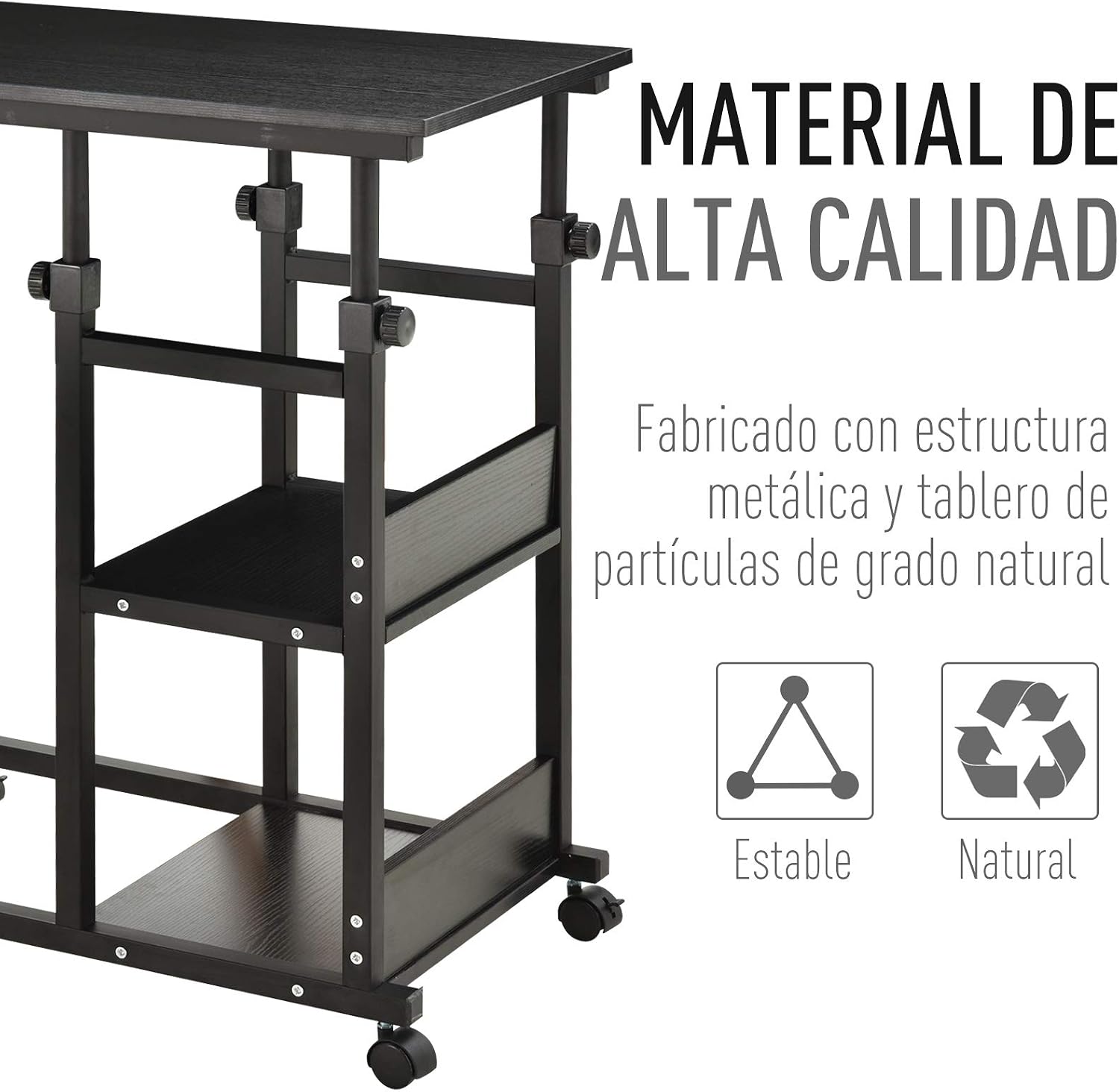 Thumbnail 5 de HOMCOM Mesa Auxiliar 80x40 cm 72-82 cm