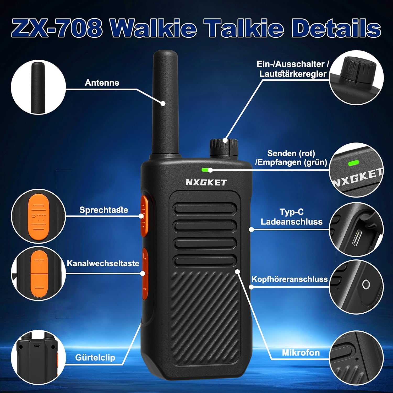 Thumbnail 5 de NXGKET Walkie Talkies 1500 mAh