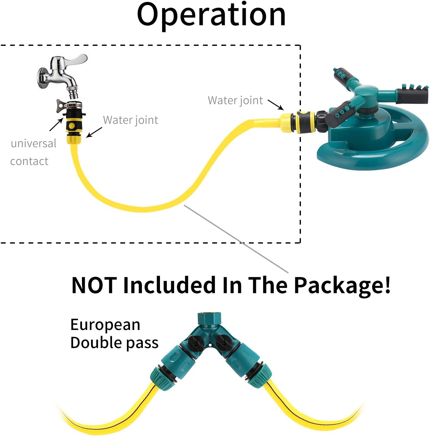 Thumbnail 4 de WISDOMWELL Garden Sprinkler Automatic Lawn Water Sprinkler 360 Degree 3 Arm Rotating System