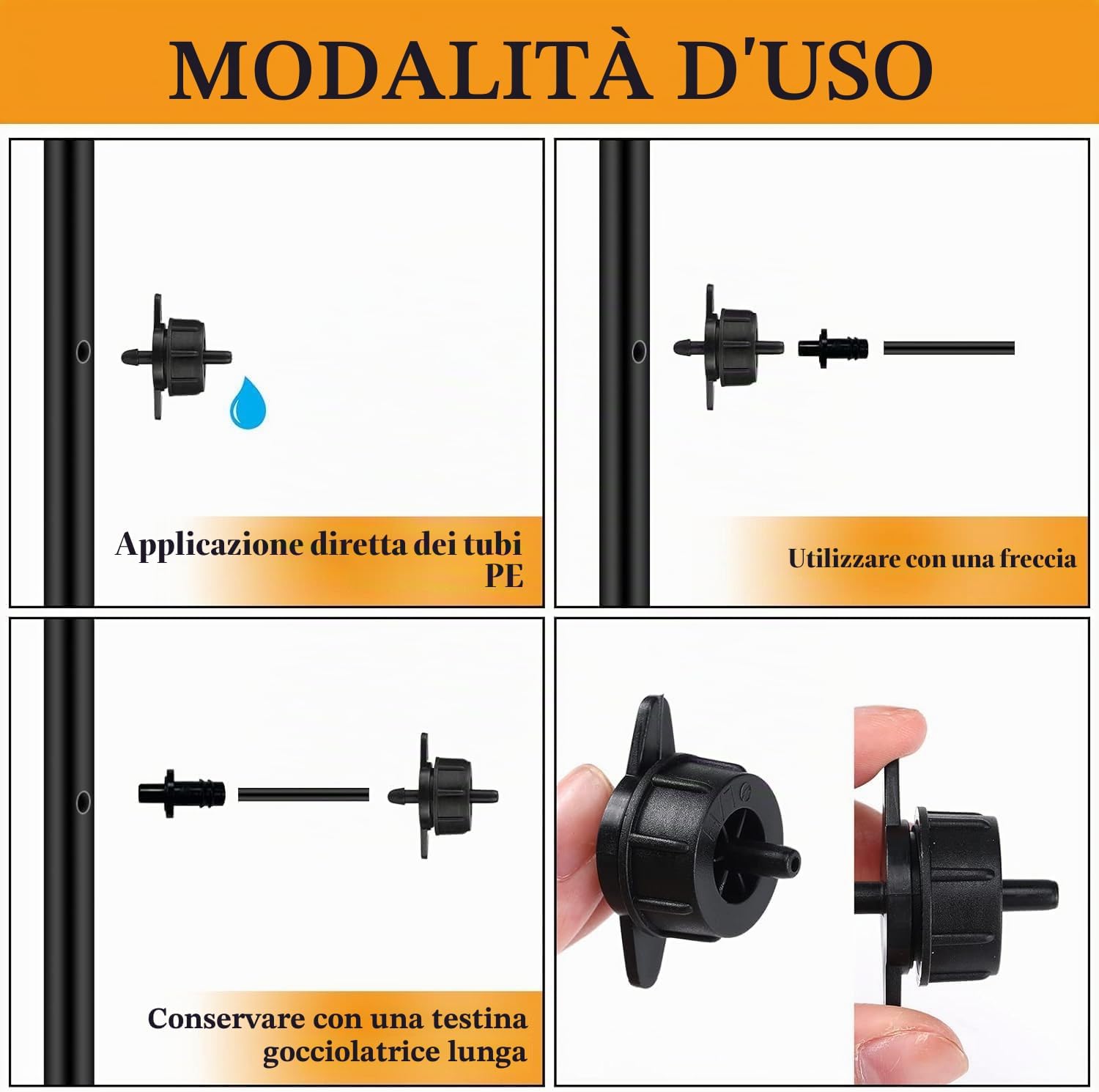 Detalle de Set di 100 gocciolatori autocompensanti per microirrigazione da 4 l/ora (irrigazione smontabile, pizzicati)