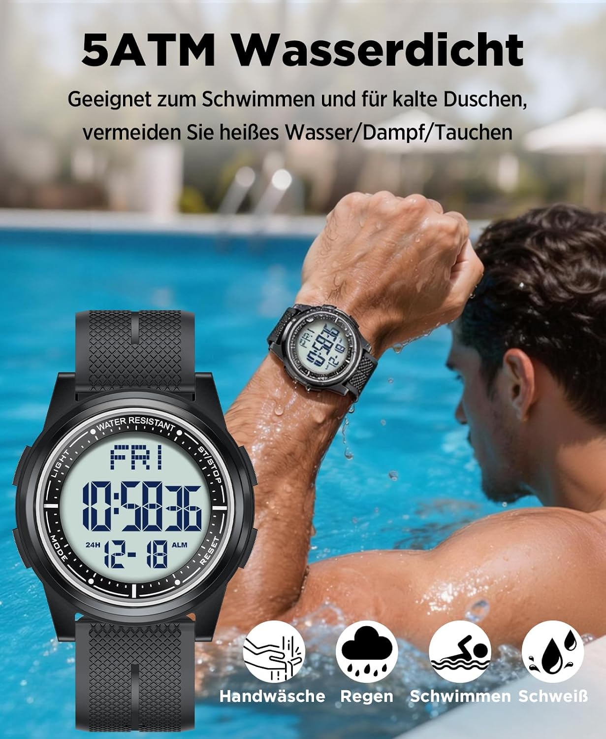 Thumbnail 2 de WIFORT Digital-Uhr 6,6 mm 5 ATM