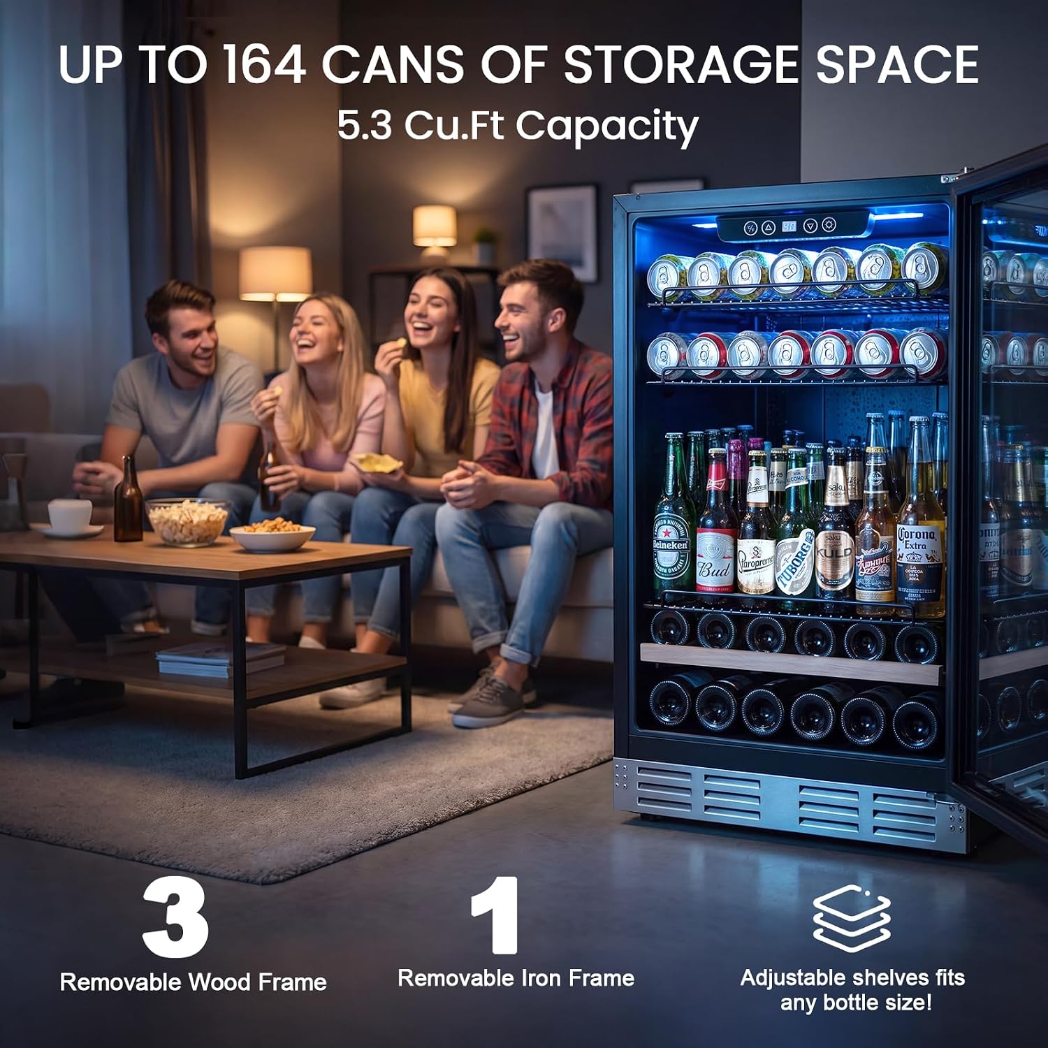 Detalle de Kalamera KRC-46DZB-R-B2 Beverage Refrigerator, 5.3 Cu. Ft. Under-Counter