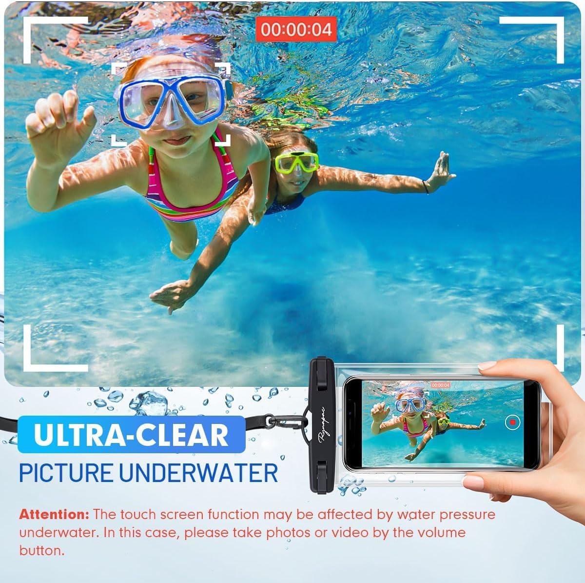 Thumbnail 1 de Rynapac 7.5in IPX8 Waterproof Phone Pouch Bag with Lanyard – Beachproof Dry Bag for iPhone and Galaxy
