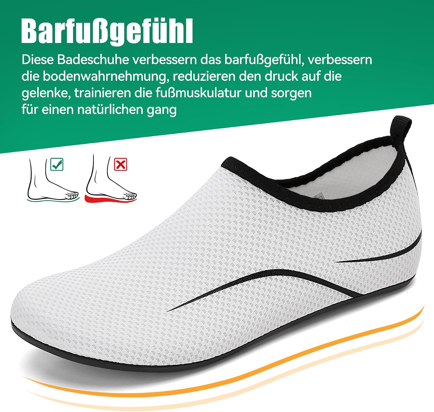 Detalle de RUOMU Unisex Badeschuhe – Schnelle Trocknung, rutschfest und leicht, Gr. 34–47