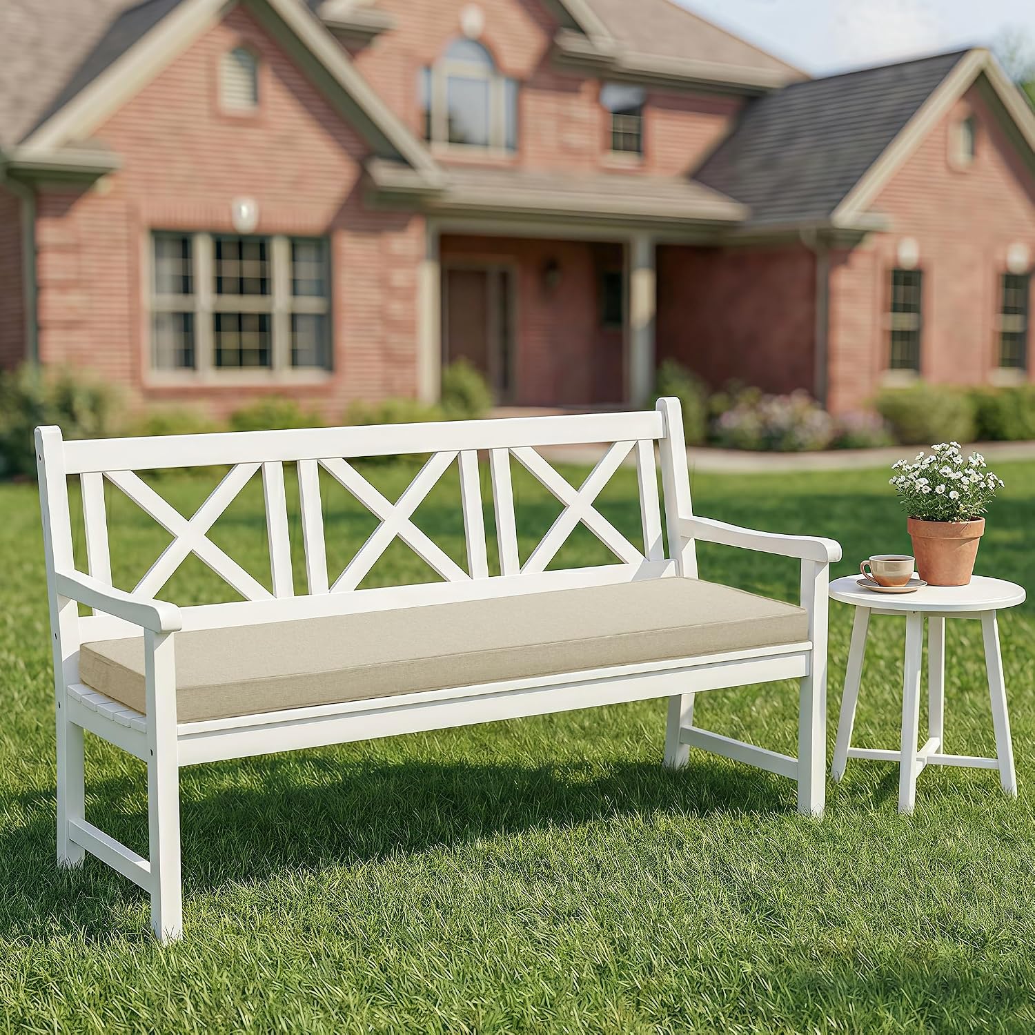 Detalle 2 de Fitfree FCDD4816BE1P Outdoor Bench Cushion, 48 x 16 Inch, Beige