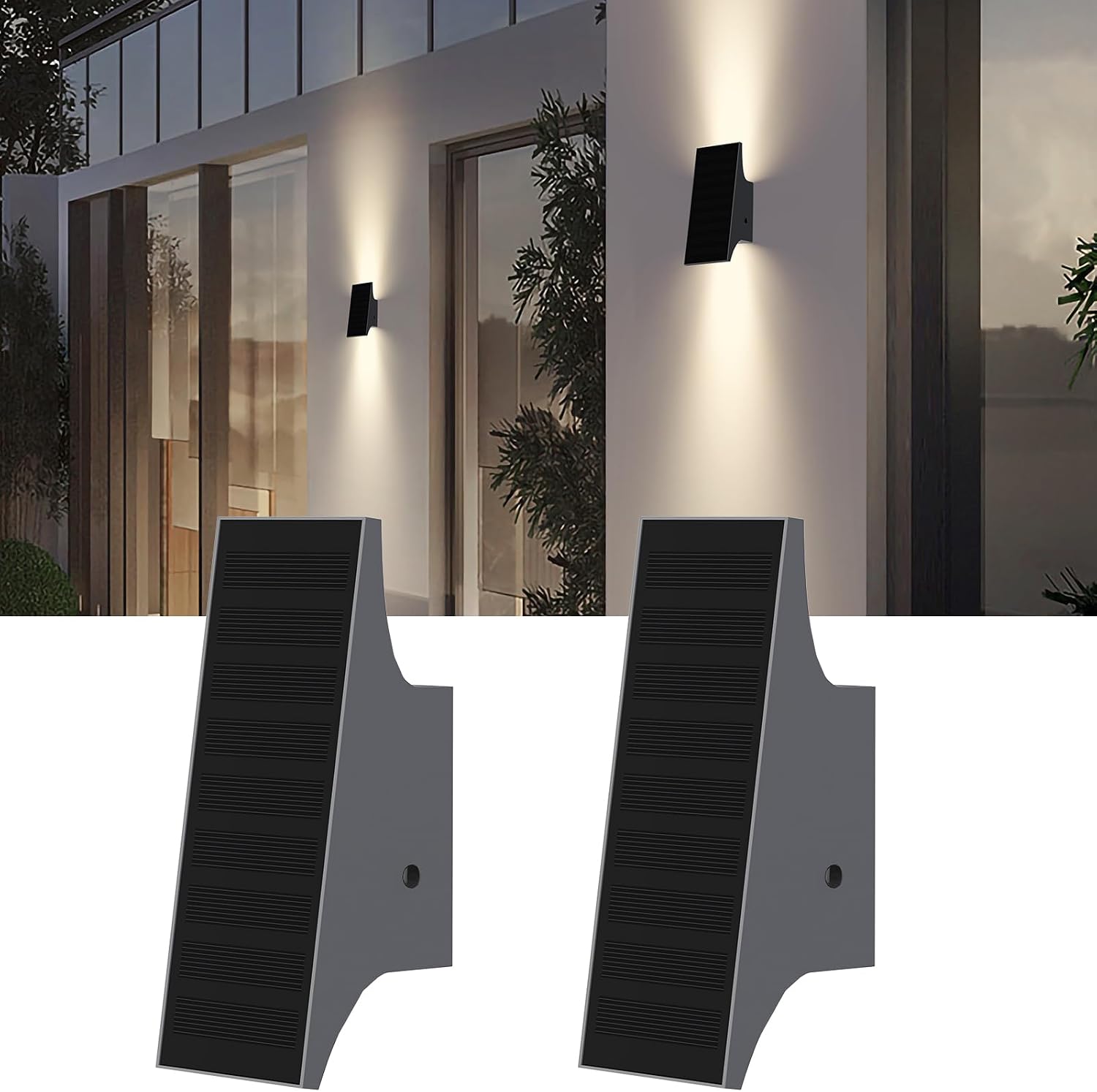 Detalle de SOTTLOT SWL-83 Solar Wall Lights, 2-Pack, Up-and-Down Glow, 3000K, IP65