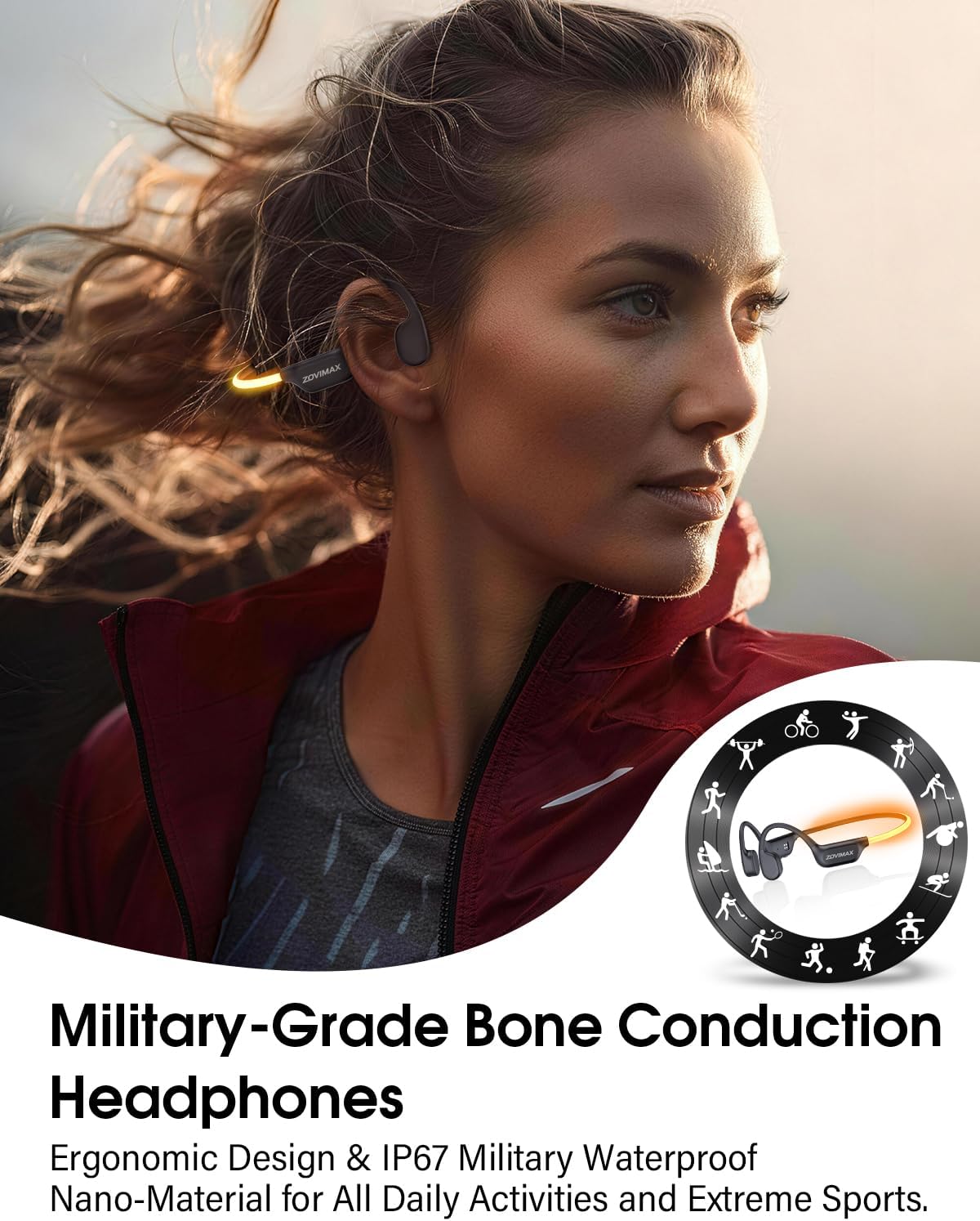 Thumbnail 1 de 2026 Bone Conduction Headphones with Adjustable LED Safety Light – Open-Ear Wireless Sports Headset