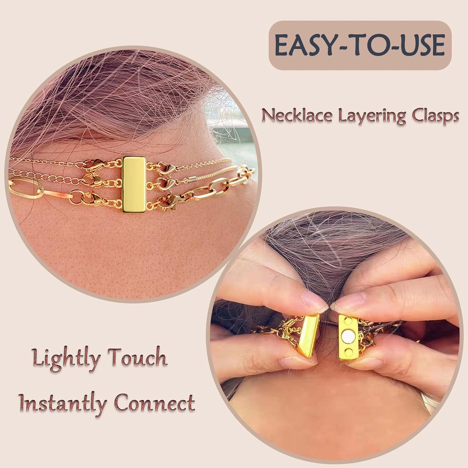 Detalle de OHINGLT Magnetic Necklace Layering Clasps, 4-Piece Gold and Silver Set