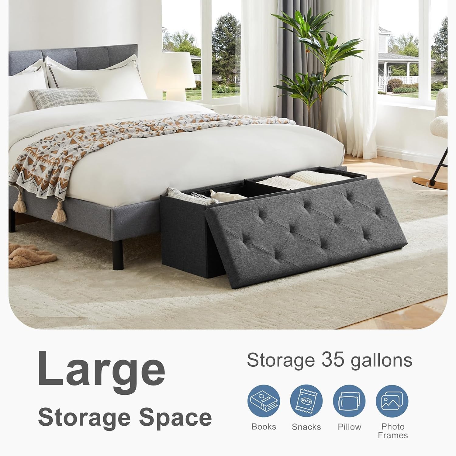 Detalle 2 de DUMOS Storage Ottoman Bench, 43-Inch