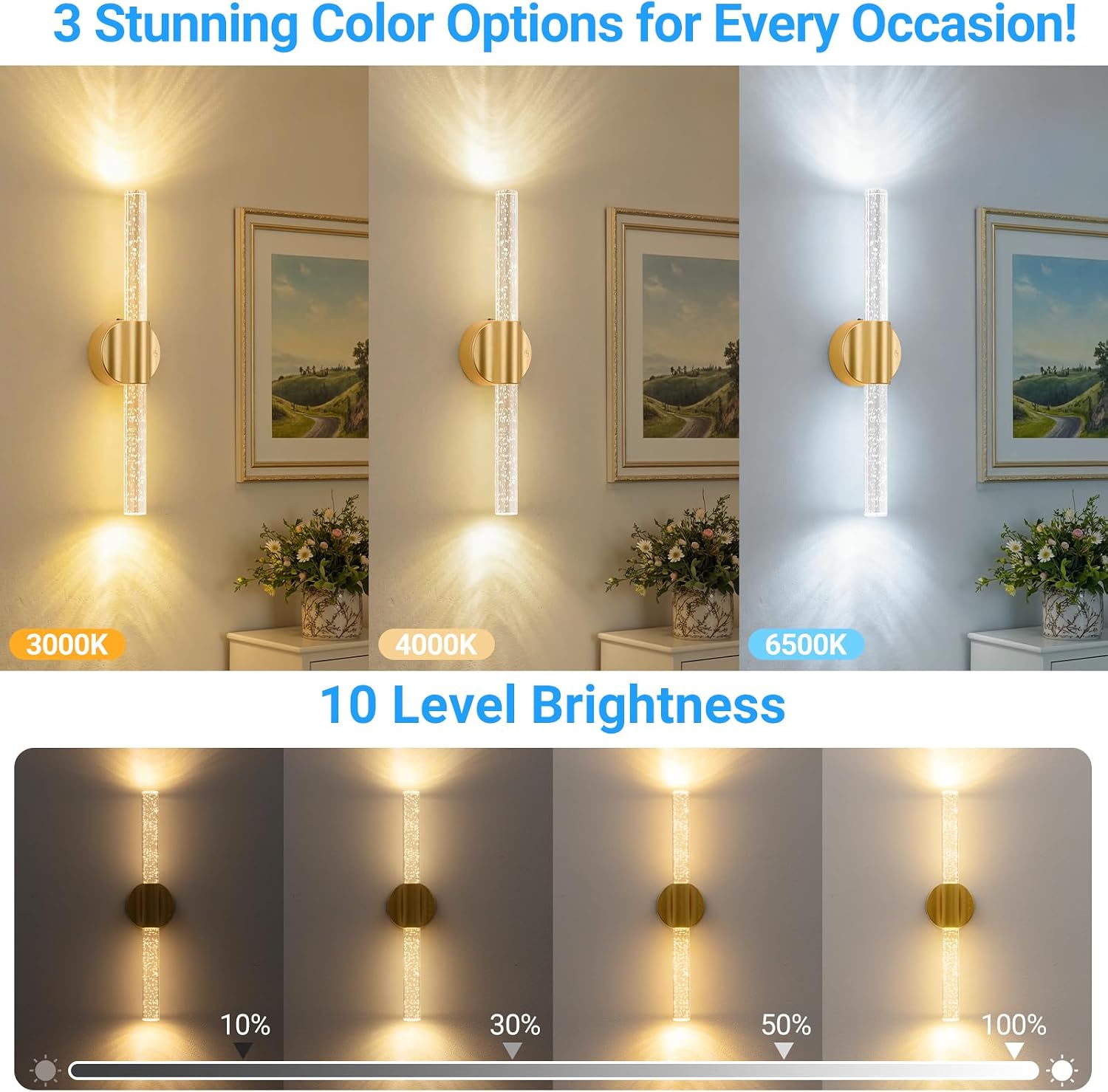 Detalle de Wireless Wall Sconces in Gold