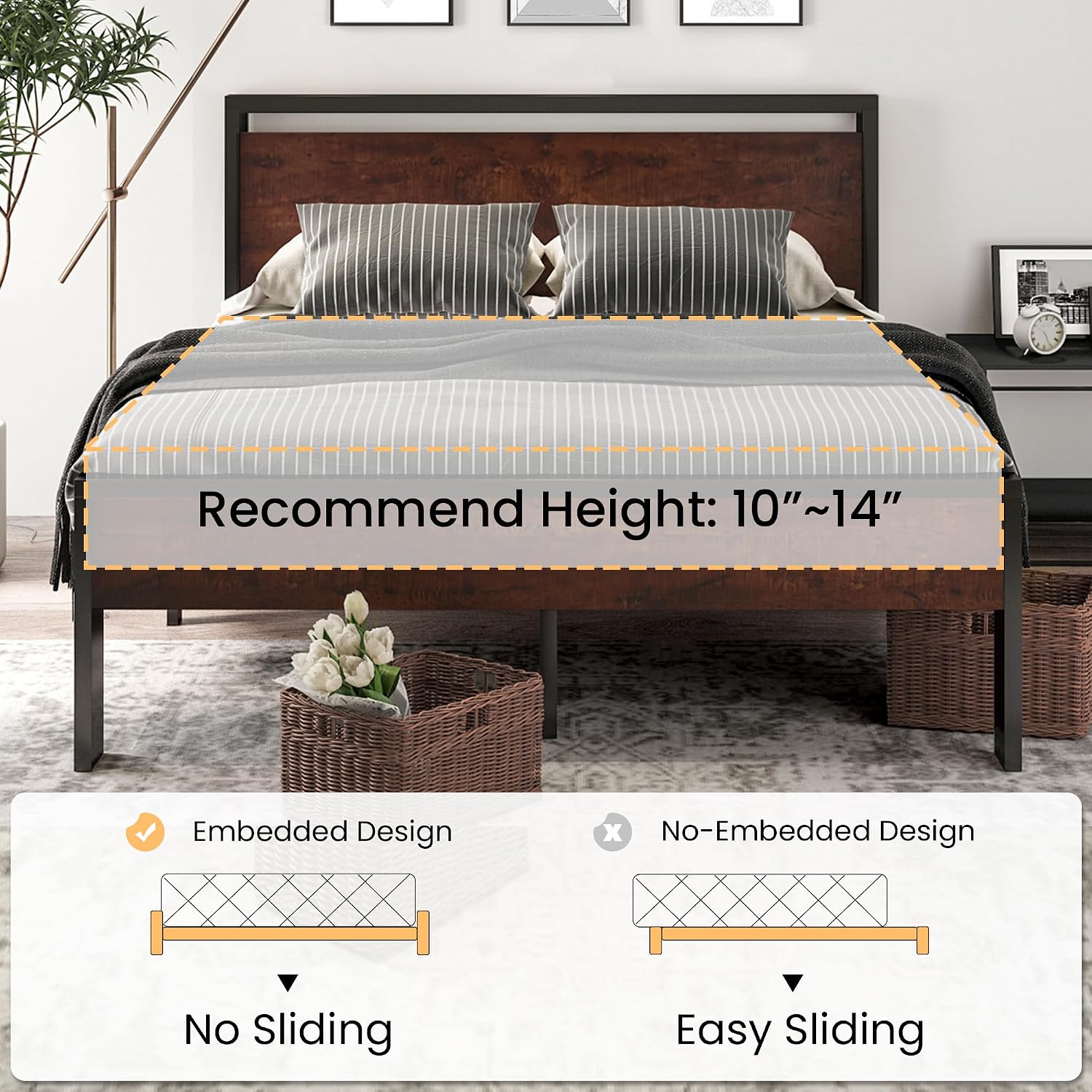 Thumbnail 6 de SHA CERLIN Metal Platform Bed Frame, 14-Inch