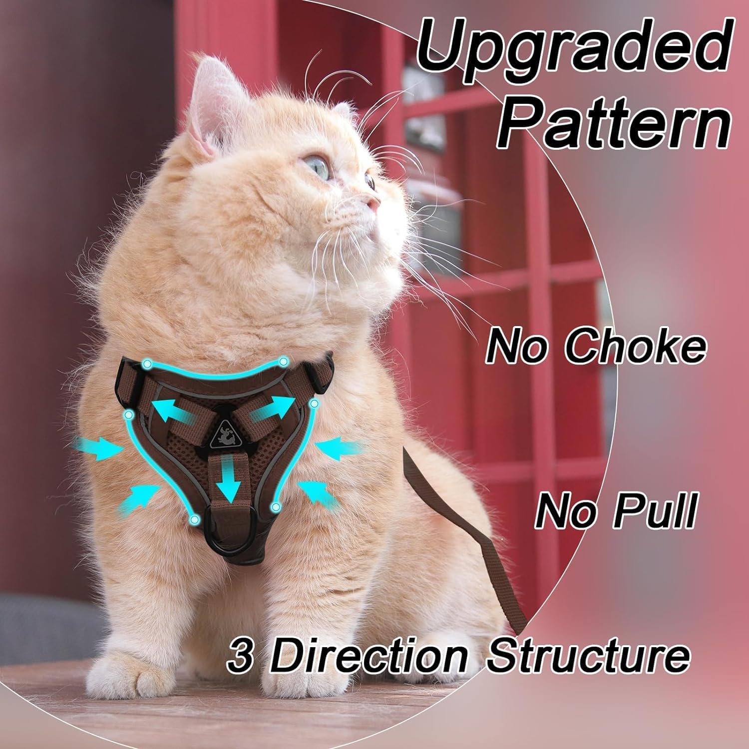 Thumbnail 2 de Cat Harness and Leash Set, Upgraded Escape Proof Adjustable Vest for Large Cats, Small Dogs, with Reflective Strips