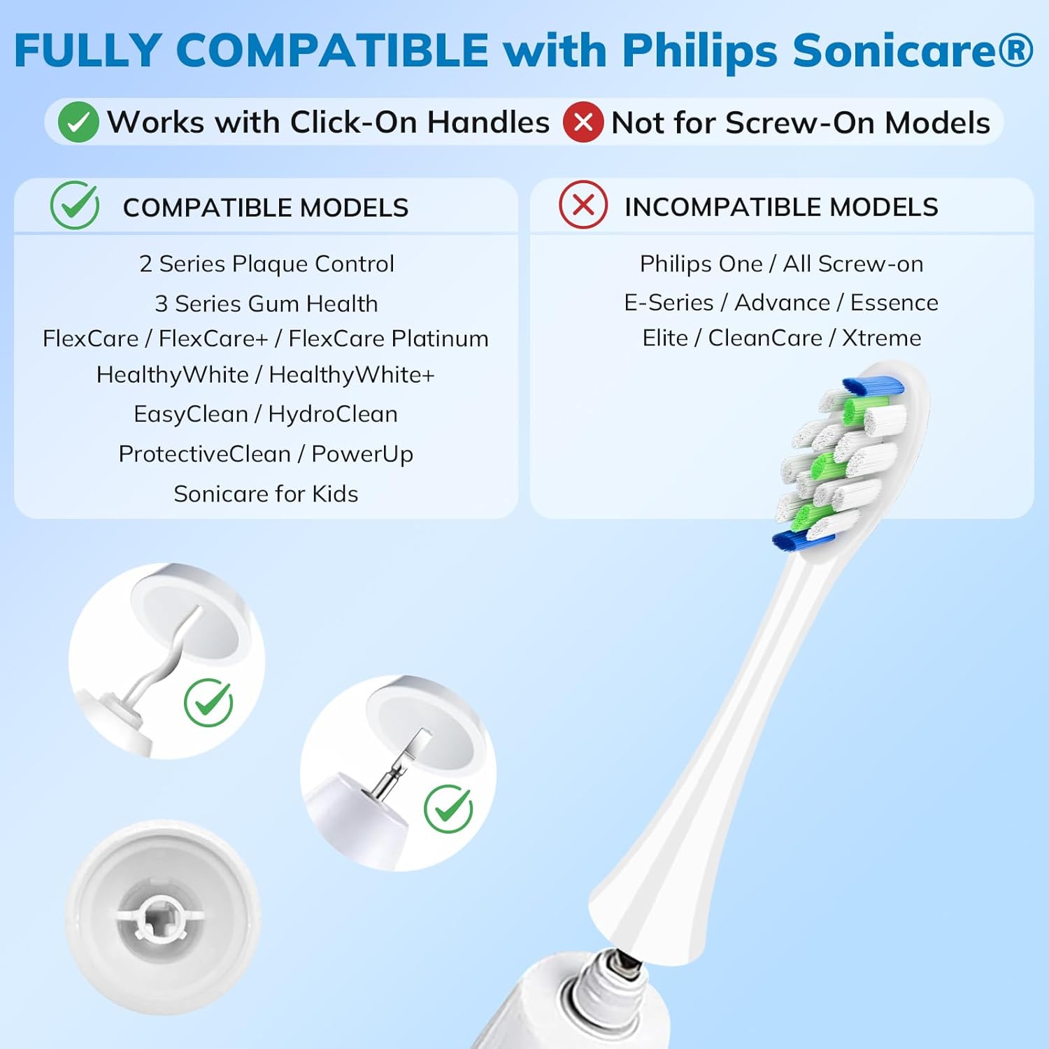 Thumbnail 2 de Replacement Toothbrush Heads for Philips Sonicare — 16 Pack, Soft Gentle Bristles (White)