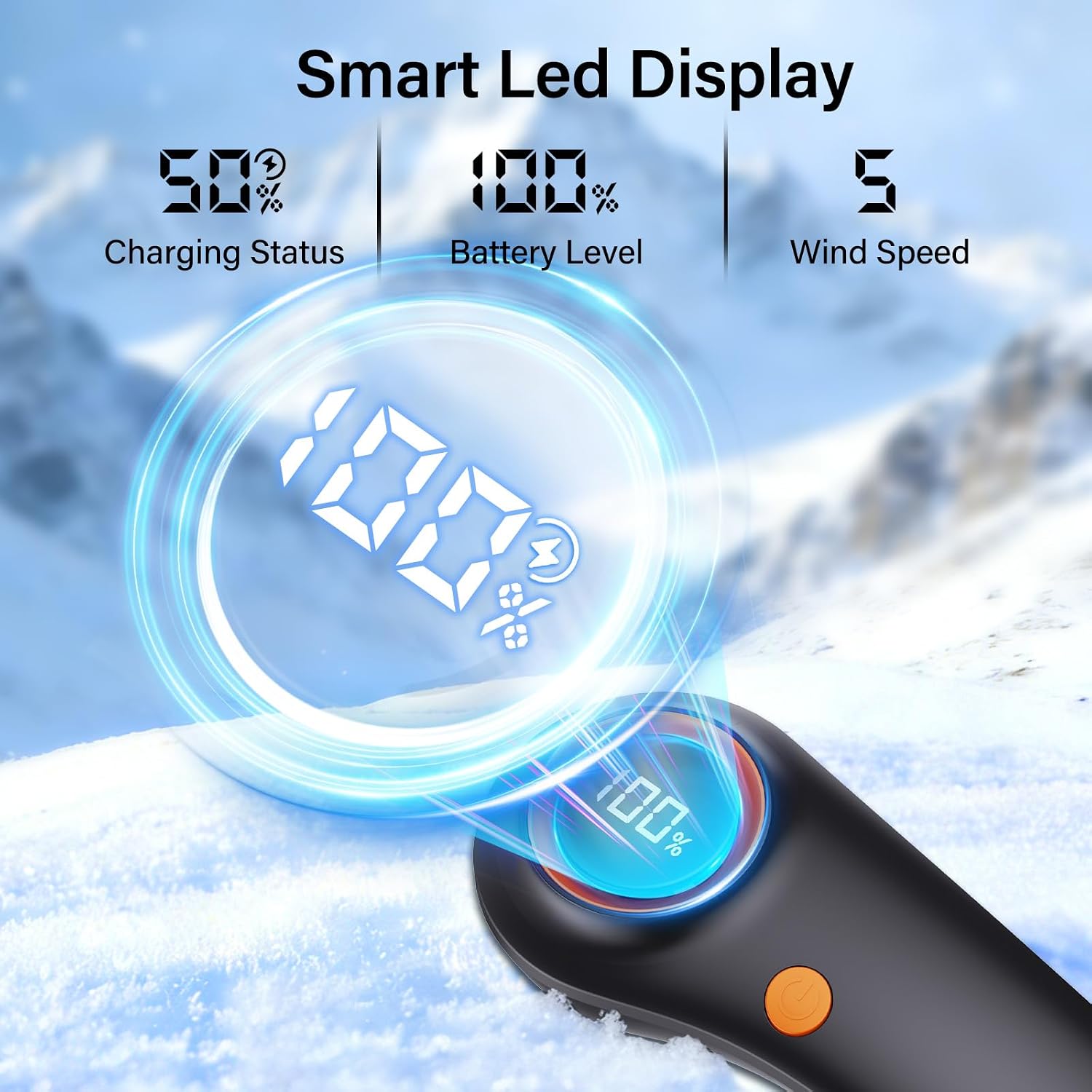 Detalle de Taiofan Portable Neck Fan: 5-Speed Bladeless, USB-C Rechargeable Personal Cooler
