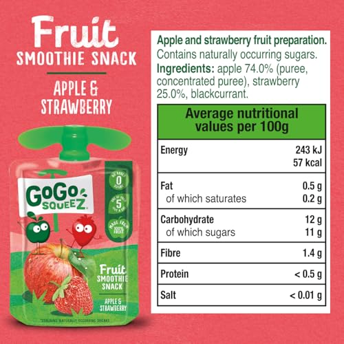 Thumbnail 1 de GoGo squeeZ Apple Strawberry 20x90g: 100% Fruit Pouches for Kids