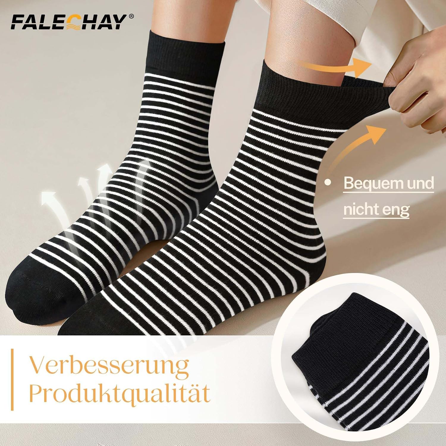 Detalle de Falechay 10 Paar Damensocken mit Punkt-Streifen-Muster (Baumwolle), Sport-Style für 35–42