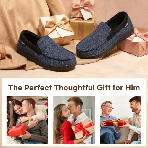 Thumbnail 6 de LongBay Men's Moccasin Slippers Memory Foam – Navy Blue (UK 10)