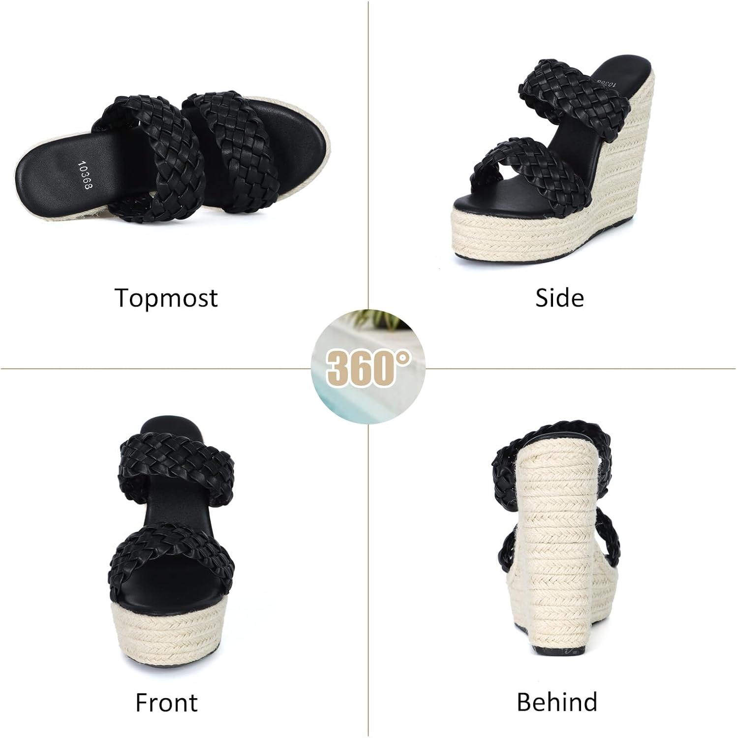 Detalle de Ynport Crefreak Damen Plateau-Sandalen mit Geflochtenem Träger – Bequeme Schlupf-Sandalen für Sommer und Strand