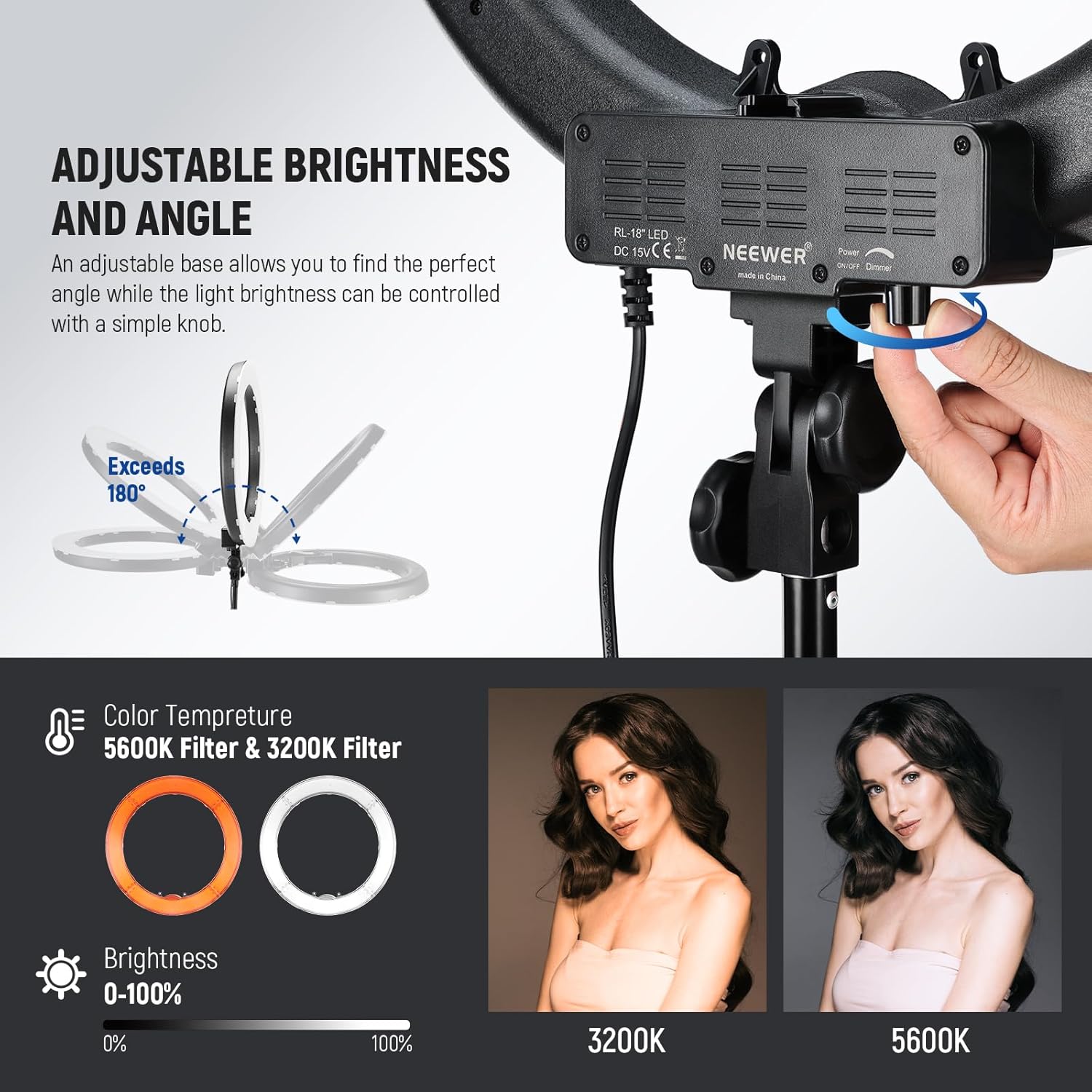 Detalle de NEEWER Ring Light Kit 45cm 55W