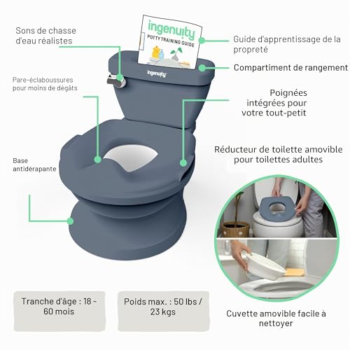 Detalle de Ingenuity My Size Potty Pro – Pot 2-en-1 avec Réducteur Amovible et Bruit de chasse, bleu