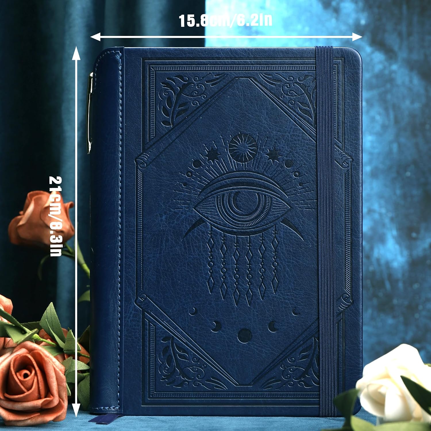Thumbnail 5 de TIEFOSSI Lined Journal Notebook aus Kunstleder mit Evil-Eye-Cover, A5 inkl. Stift