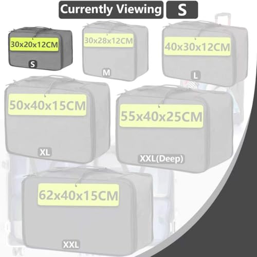 Thumbnail 1 de Travel Packing Cubes 6 PCS Small Set (30x20x12cm) in Light Grey – Mesh Organisers for Suitcases