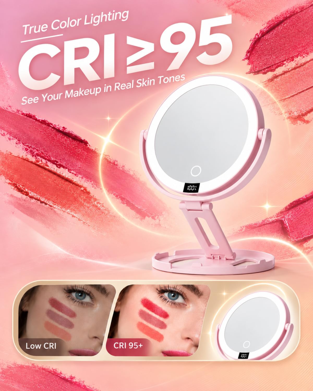 Detalle 2 de Travel Makeup Mirror with Lights, 2000mAh Rechargeable Battery