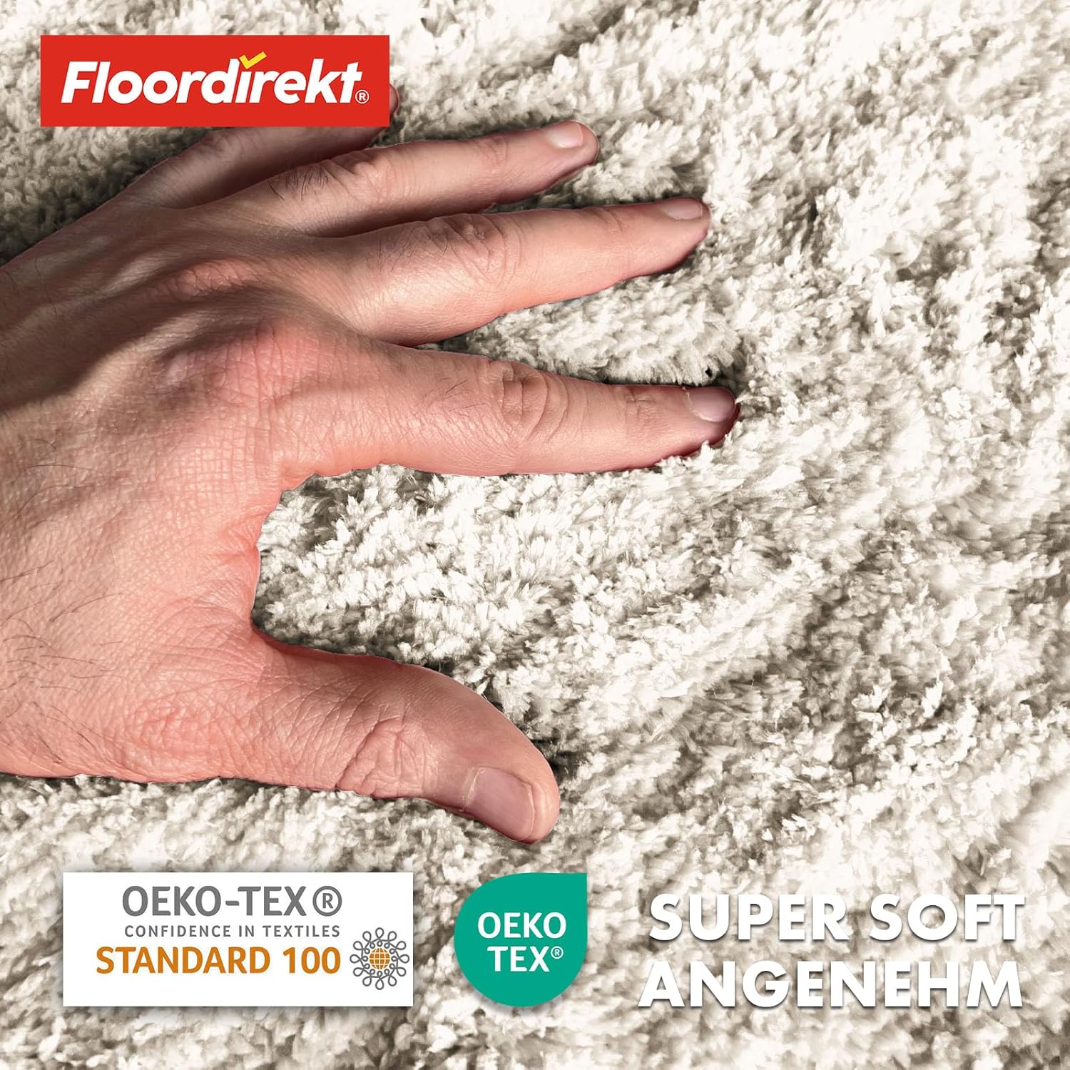 Detalle de Floordirekt Badematte Sky Ivory Rund 95 cm – Rutschfest, waschbar und schadstoffgeprüft