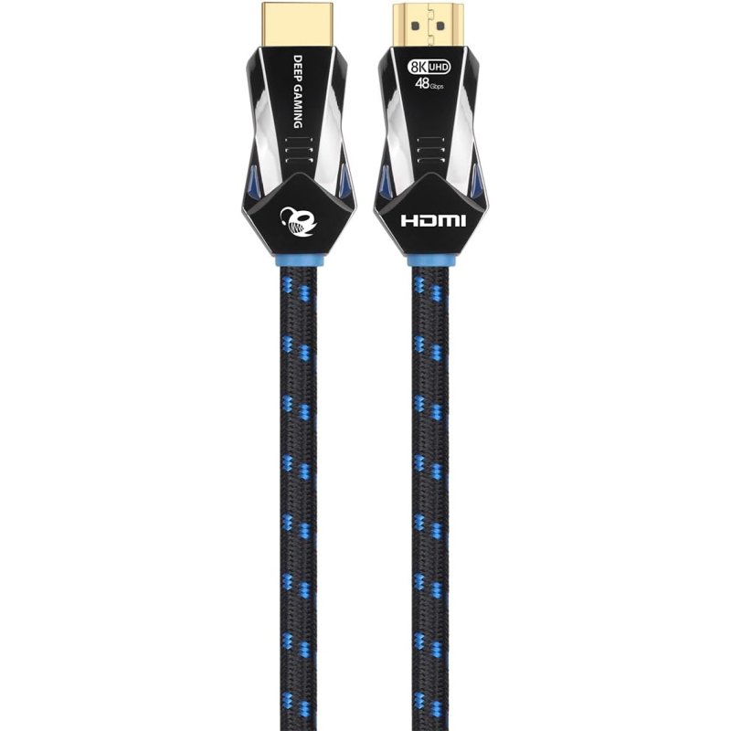 Detalle 2 de Deep Gaming Cable Trenzado HDMI 2.1 48G 2 m – 8K/60 Hz y 4K/120 Hz, HDR dinámico y eARC