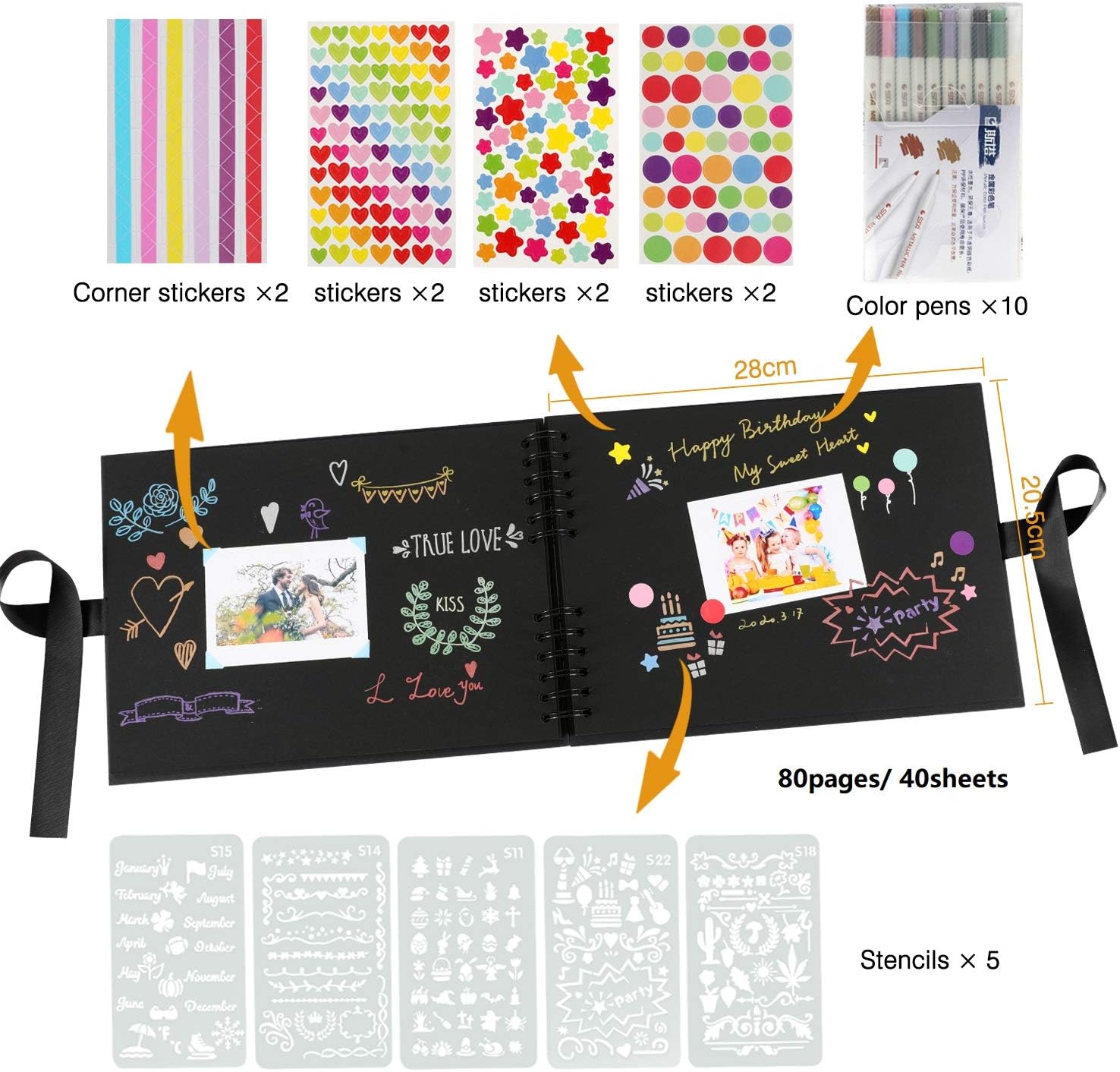 Thumbnail 1 de YILEEY Fotoalbum Scrapbooking Set 80 Seiten