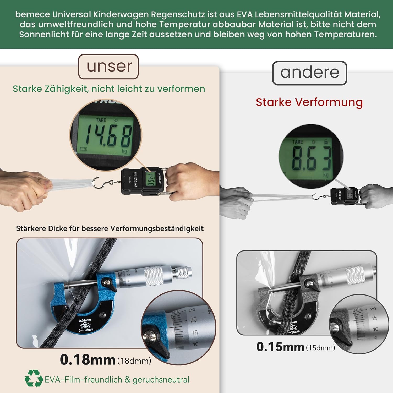 Thumbnail 5 de Bemece Universal Pushchair Rain Cover 🌧