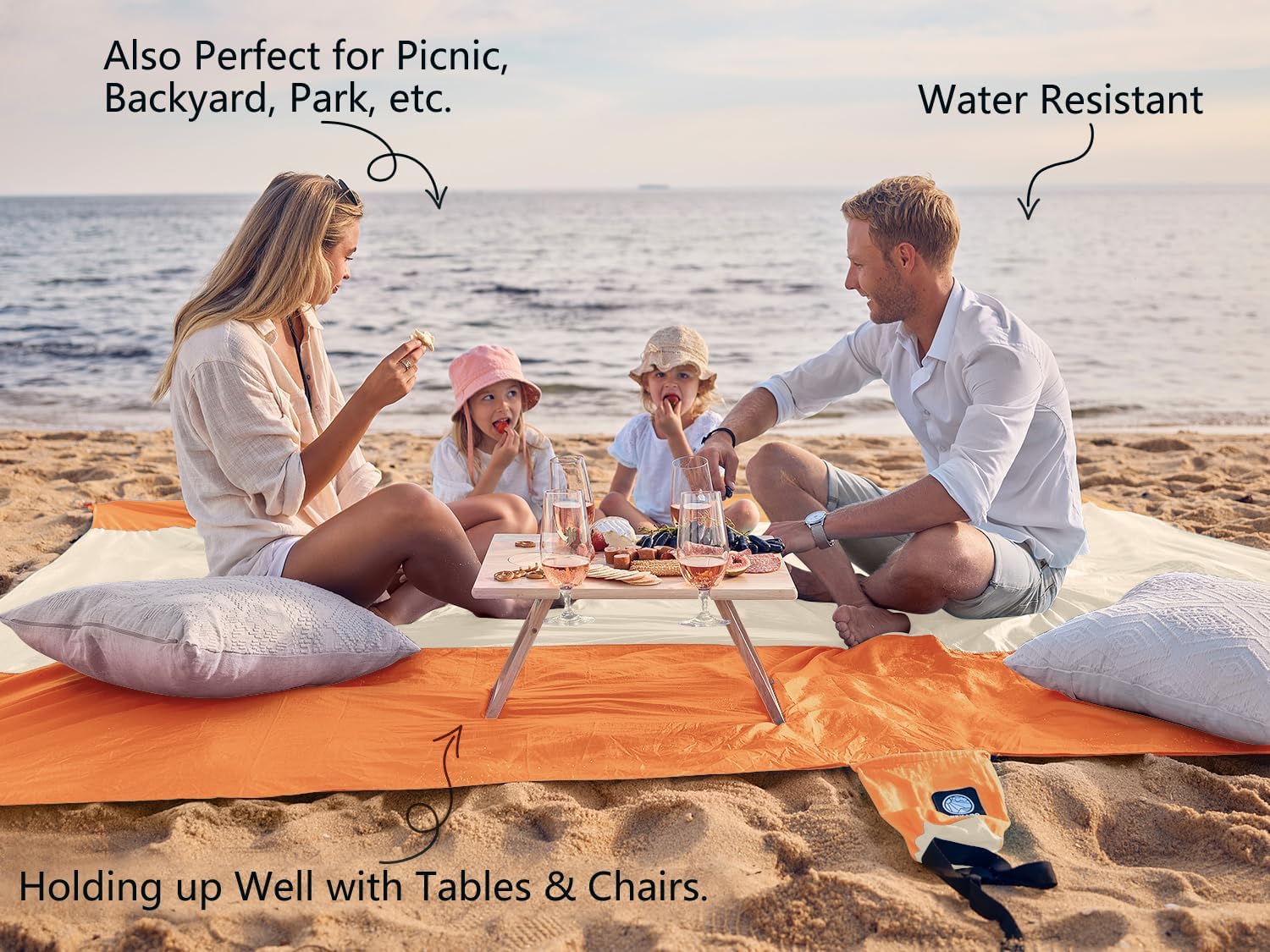 Thumbnail 3 de WEKAPO Beach Blanket Sandproof Waterproof – Oversized 10' x 9' with Stakes