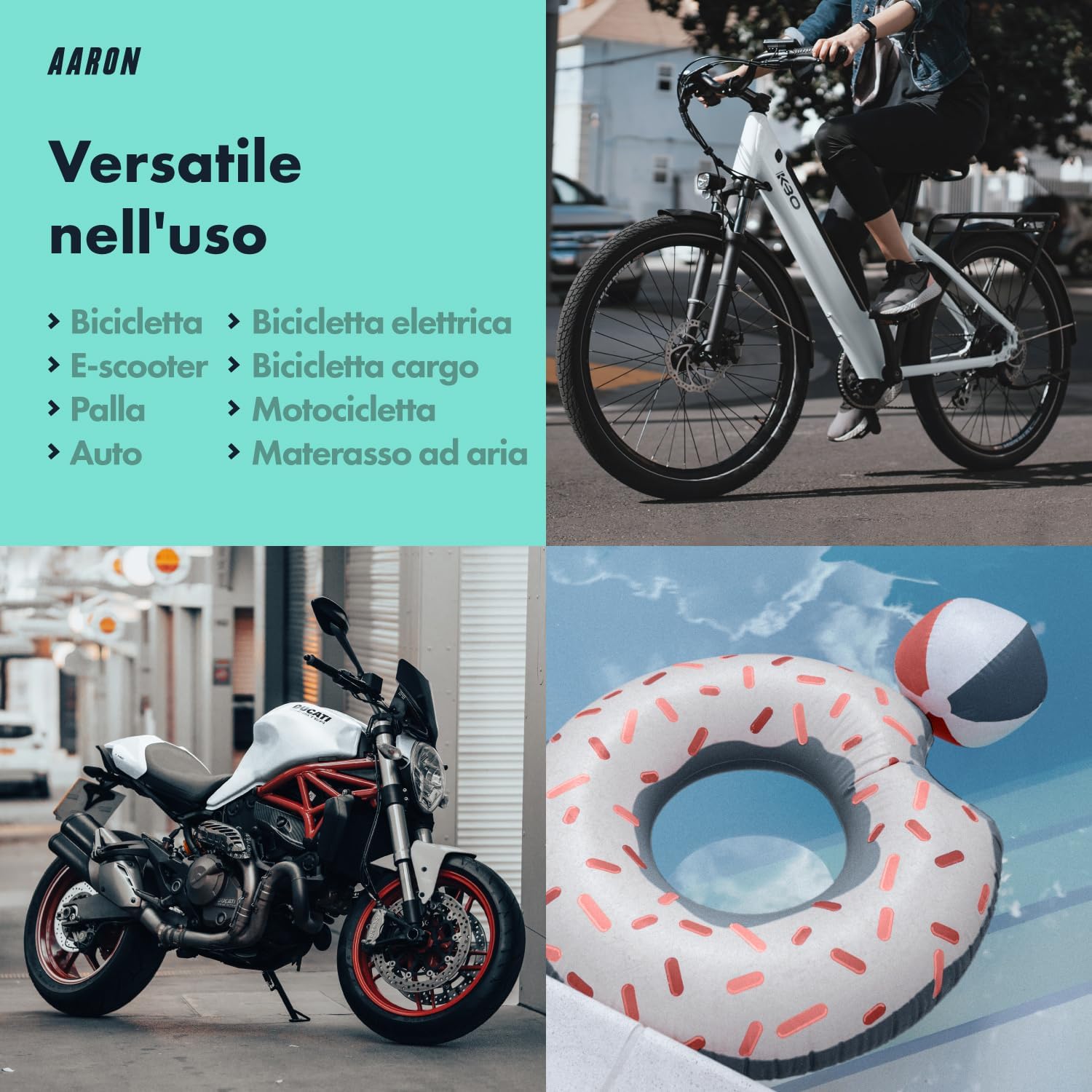 Thumbnail 6 de AARON Sport One: Pompa a pavimento per Biciclette con manometro, alta pressione fino a 11 bar/160 psi