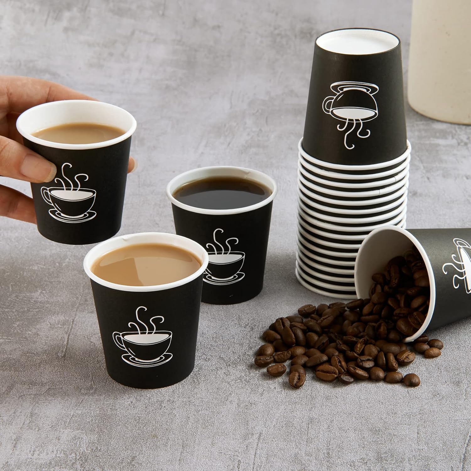 Thumbnail 3 de TV TOPVALUE 600 Pack 4 oz Paper Cups (Small Disposable Coffee/Espresso Cups) for Hot & Cold Drinks