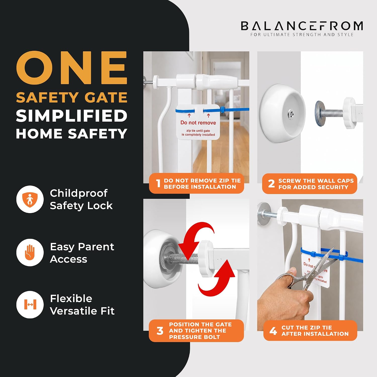 Thumbnail 4 de BalanceFrom Easy Walk-Thru Baby Safety Gate, 29.1–33.8-Inch Fit, 30-Inch Tall