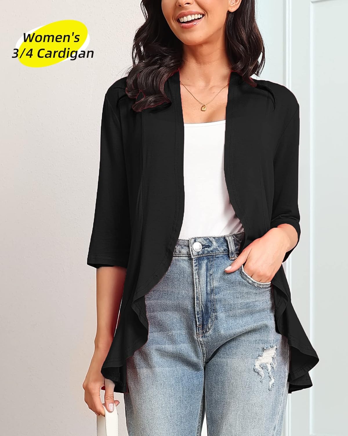 Thumbnail 3 de Argstar Women's 3/4 Sleeve Cardigan (S-3XL) — Lightweight, Draped Essential for Every Outfit