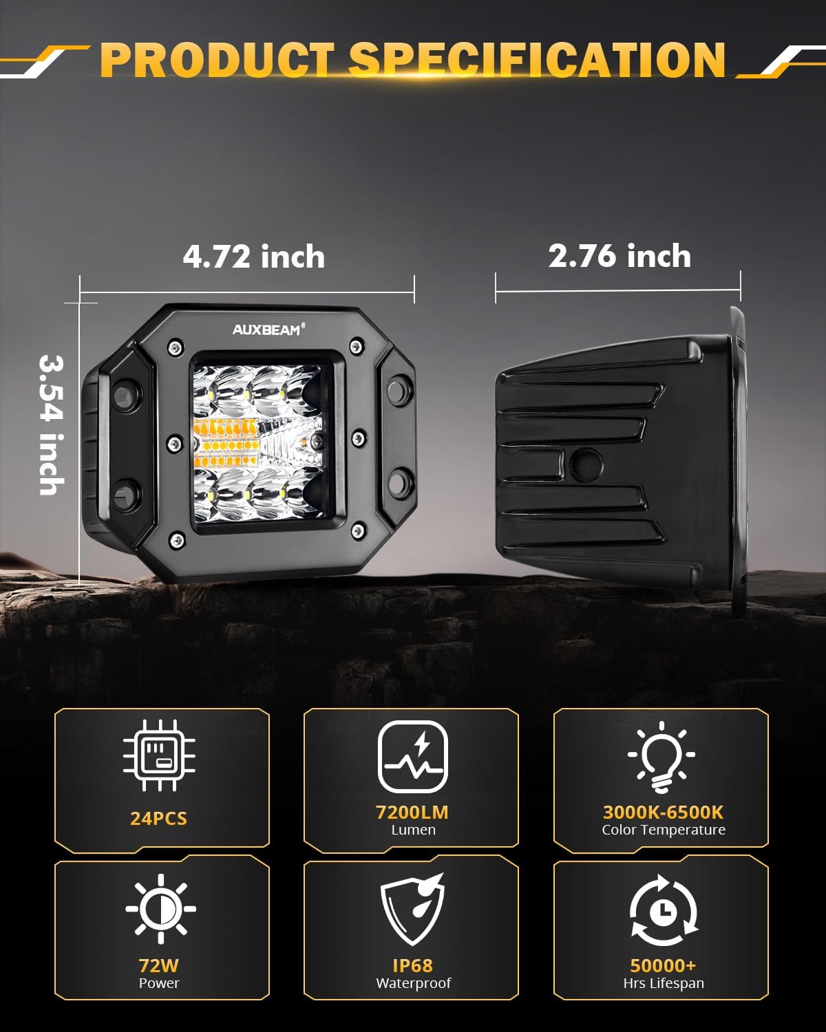 Thumbnail 4 de Auxbeam 5 Inch Flush Mount LED Light Pods 72W 🔦