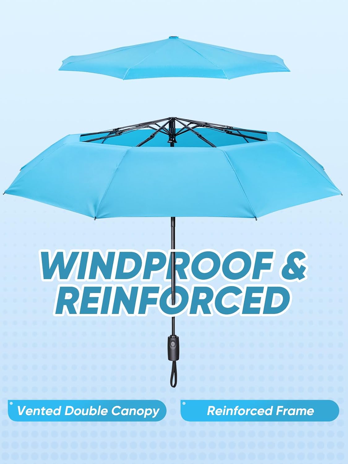 Detalle 2 de PTEROMY Windproof Compact Travel Umbrella 42"