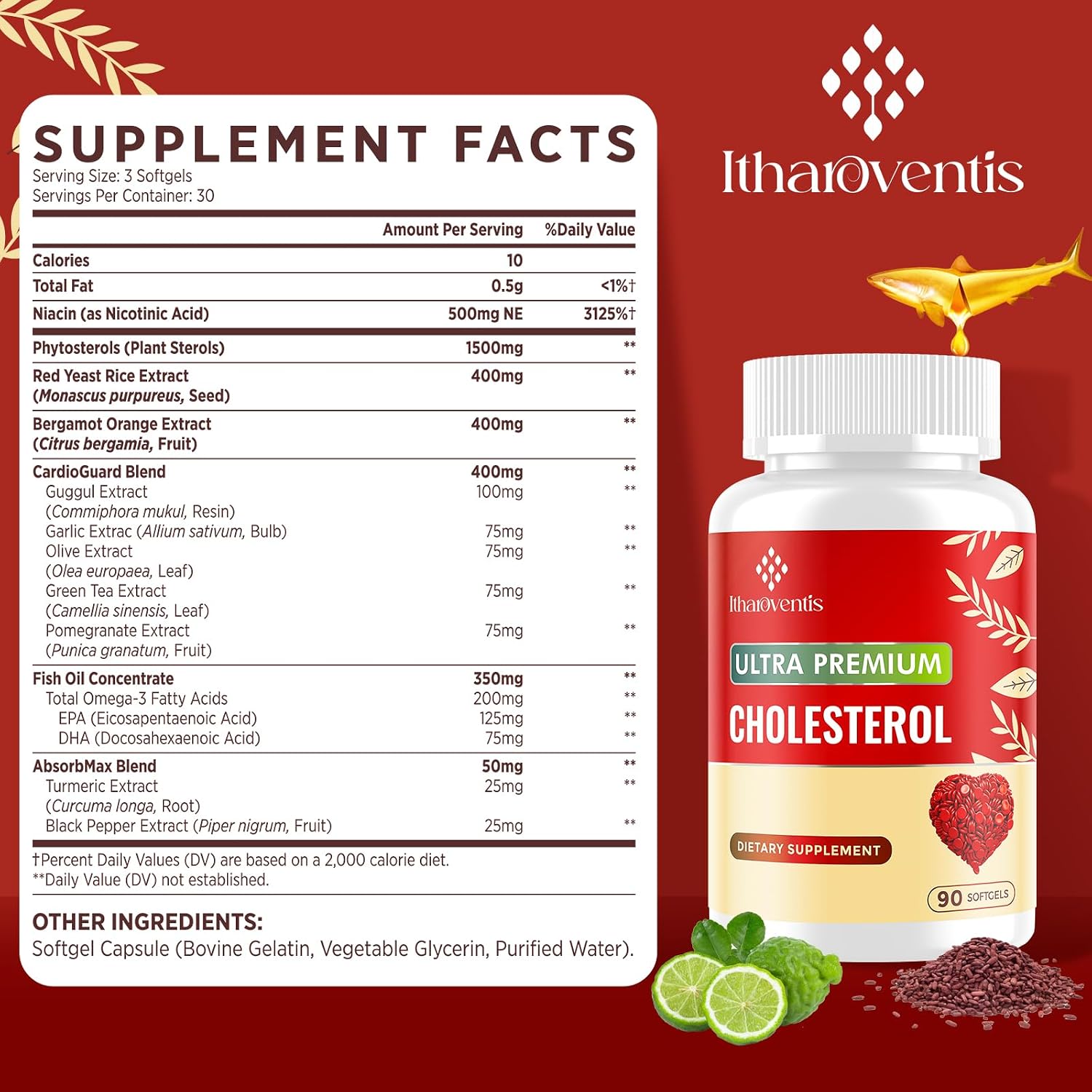 Detalle de Itharoventis Cholesterol Supplement, 90 Softgels