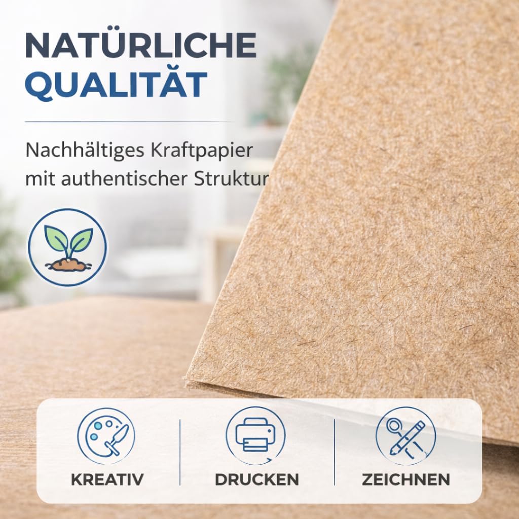 Thumbnail 2 de TK Gruppe Timo Klingler 100x Kraftpapier A4 (160 g/m²) – braunes Naturpapier zum Basteln, Drucken & Scrapbooking