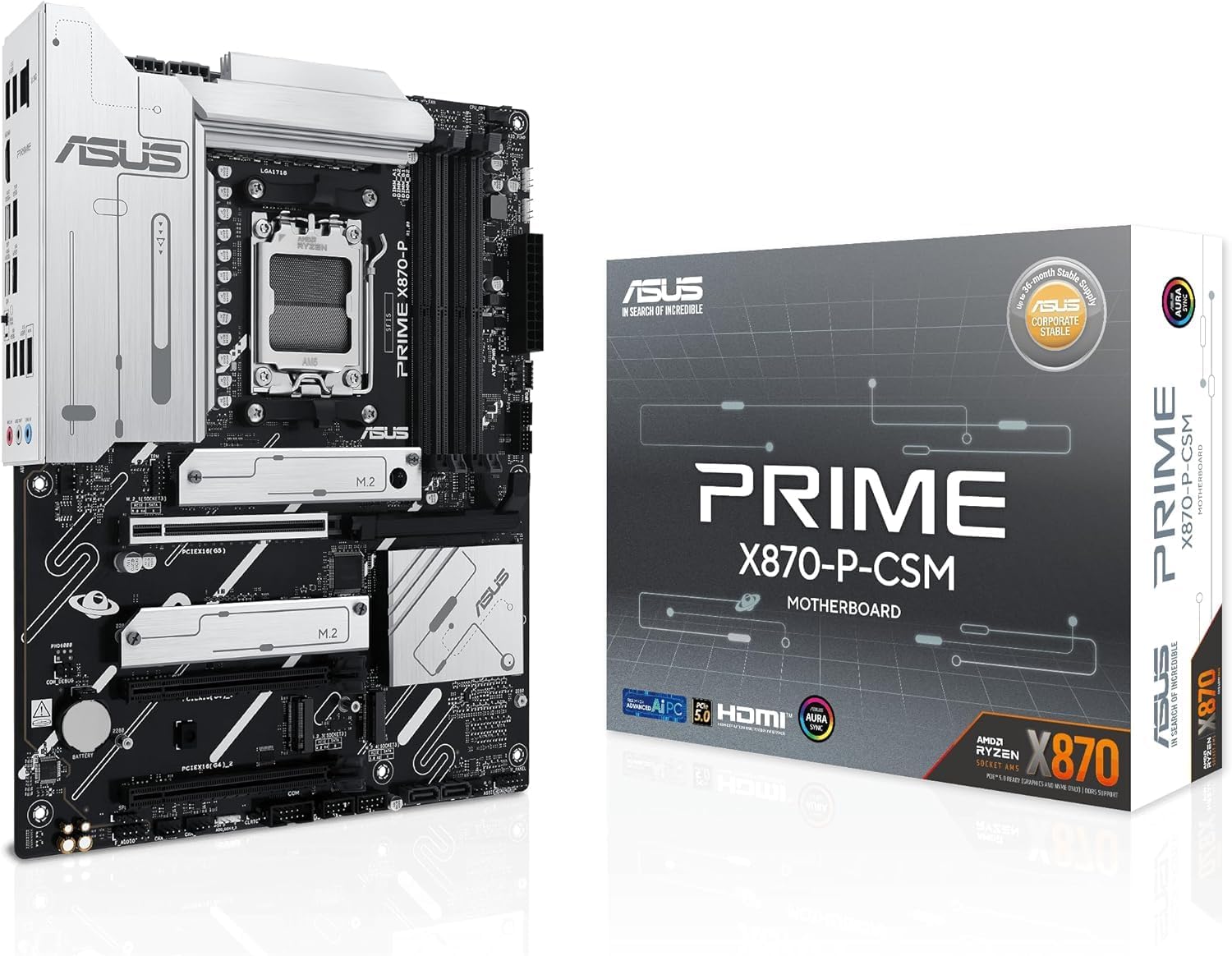 Detalle de ASUS PRIME X870-P-CSM AMD Ryzen 9000/8000/7000対応 ATXマザーボード、DDR5・PCIe 5.0