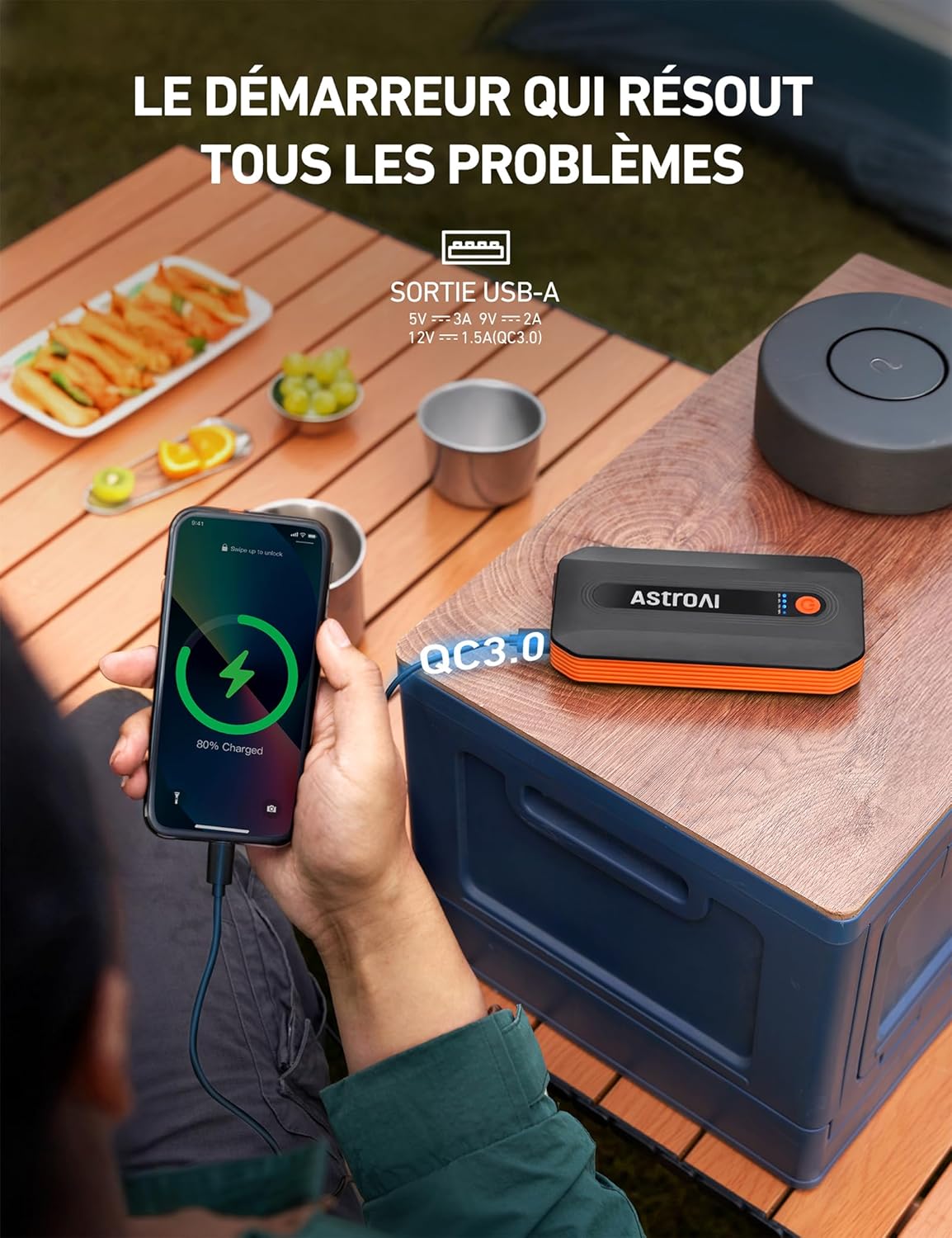 Thumbnail 5 de AstroAI B8 Booster batterie voiture 12 V portable (jusqu’à -20 °C à 50 °C) avec protections intelligentes et LED