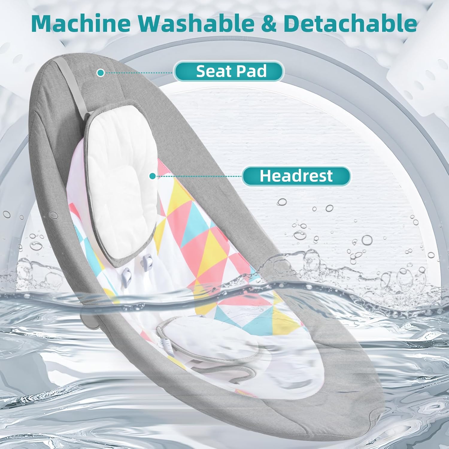 Thumbnail 5 de Baby Bouncer from Birth electric baby swing chair with Bluetooth, 5 swing speeds, 3 recline angles and remote (Grey)