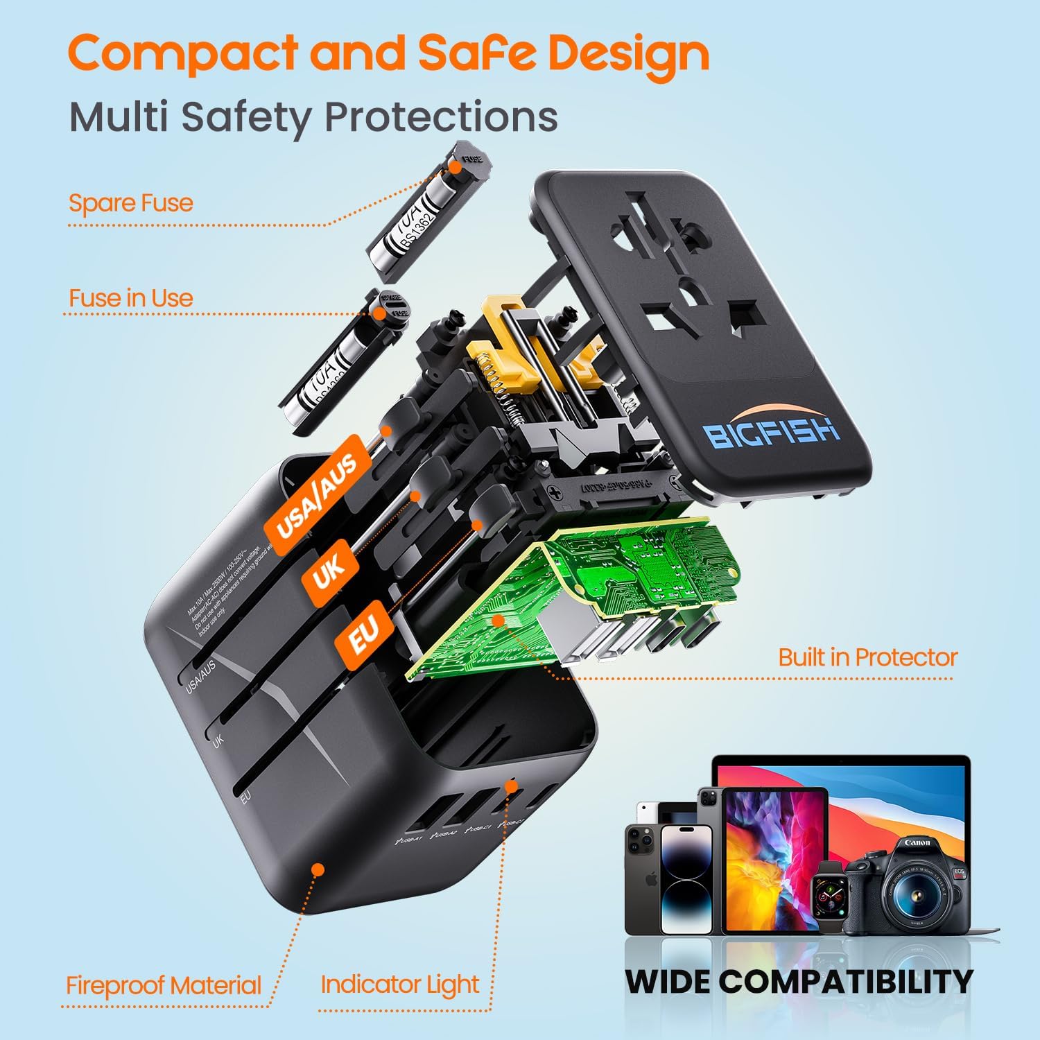 Thumbnail 5 de Bigfish Universal Travel Adapter with 2 USB‑C and 2 USB‑A