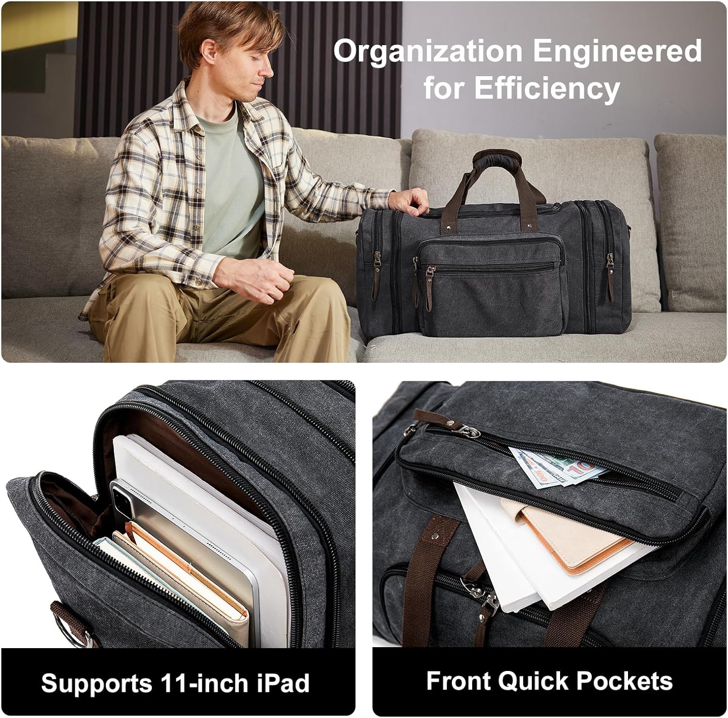 Thumbnail 5 de EKOROMIER 55L canvas travel duffel bag