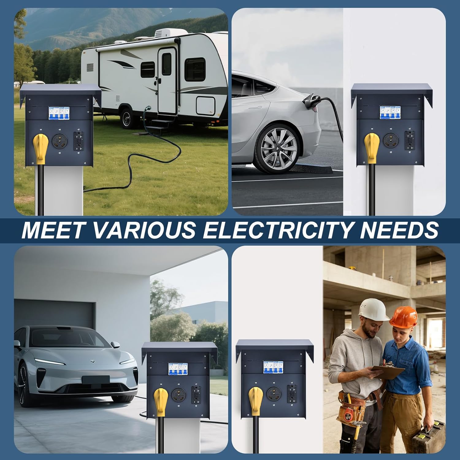 Thumbnail 5 de Umaogus RV Electrical Panel with Breaker (50/30/20A UL) Temporary RV Outlet Box, Outdoor Weatherproof Metal Enclosure