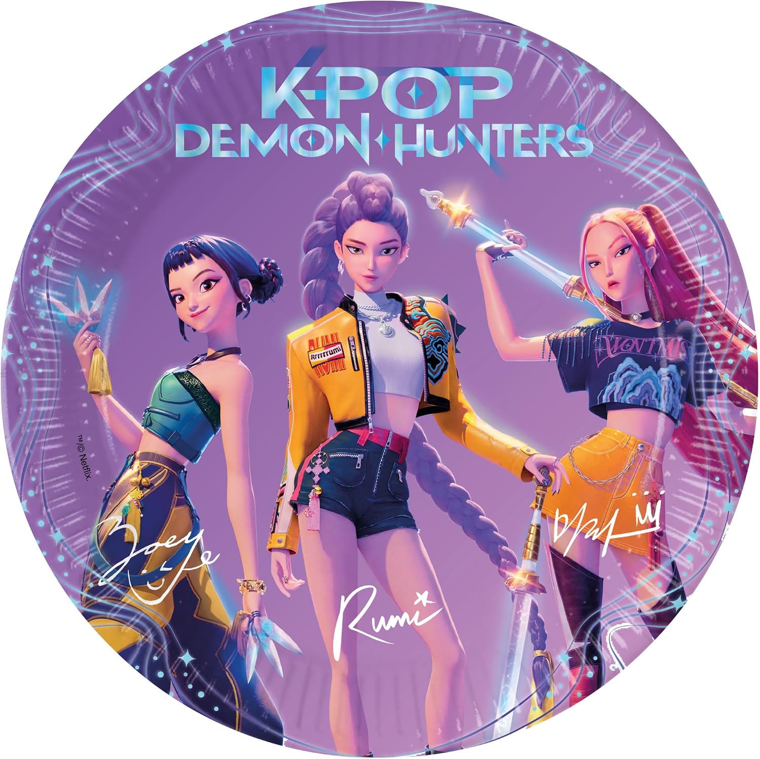 Detalle 2 de Set de decoración y vajilla para cumpleaños Procos KPop Demon Hunters (52 piezas)