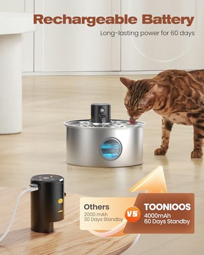 Thumbnail 3 de Fuente para Gatos sin Cable 🐱 Acero Inoxidable 3.2L